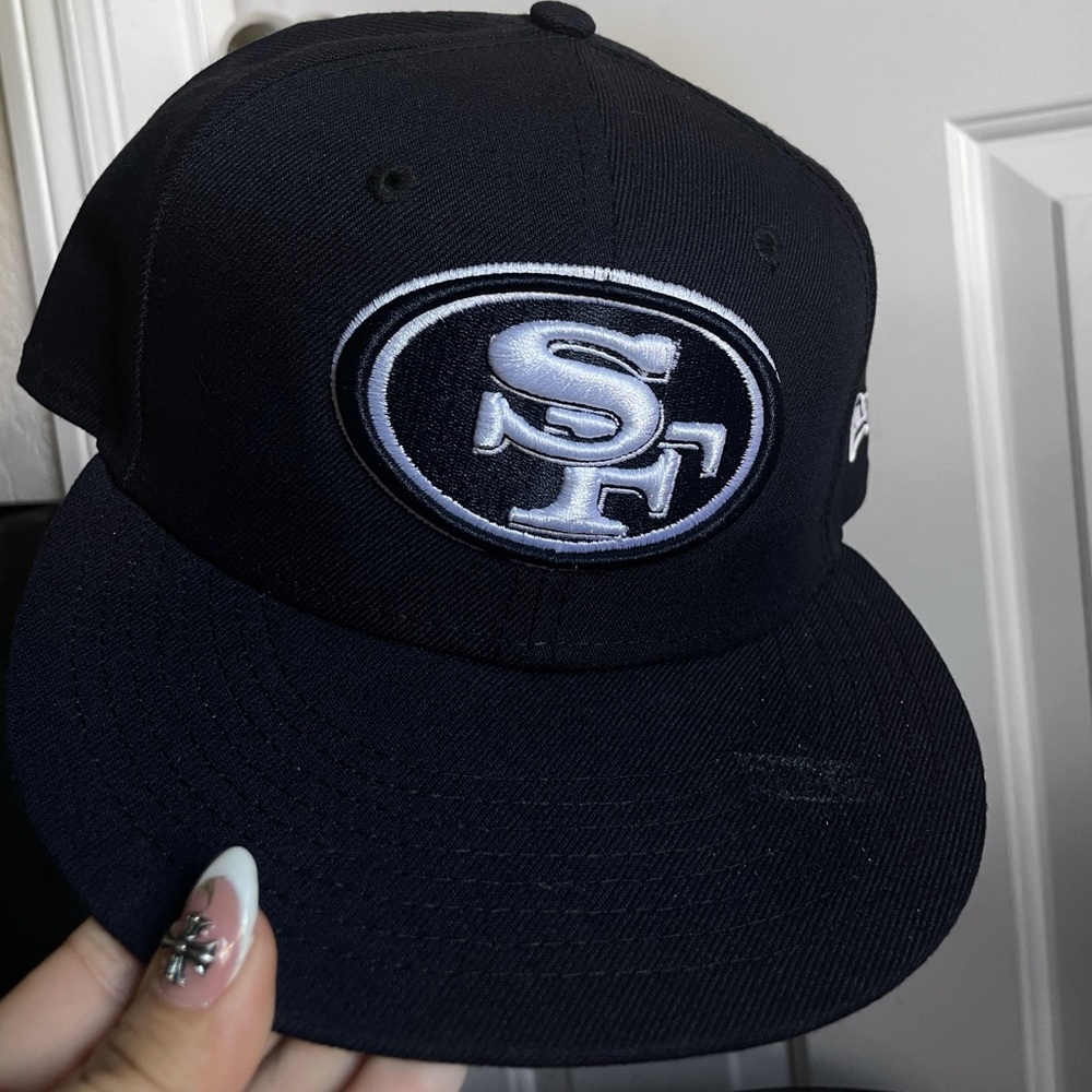 Black SF baseball cap with tags